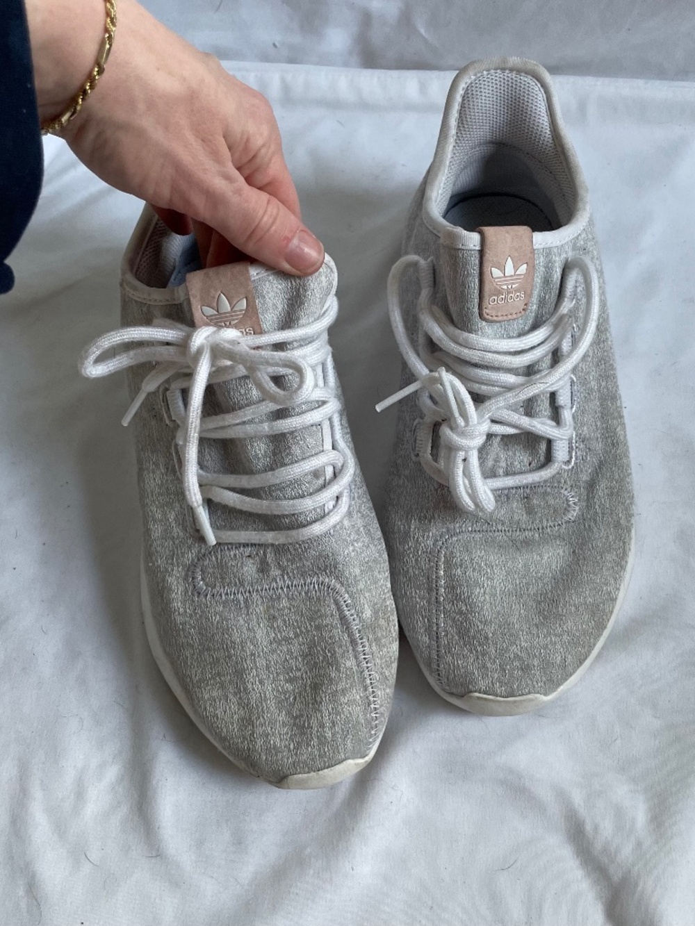 ADIDAS Women's Gray Tubular Sneakers - size 9